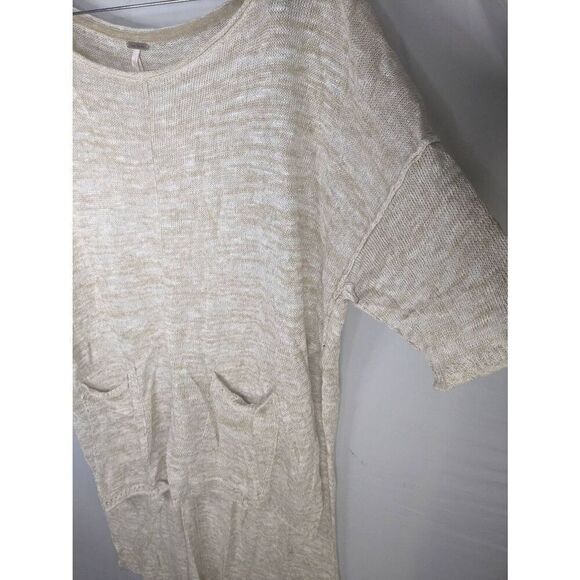 Free People Light Bright Oversized Linen Lagenlook Short Sleeve Sweater Tunic XS - Picture 6 of 15